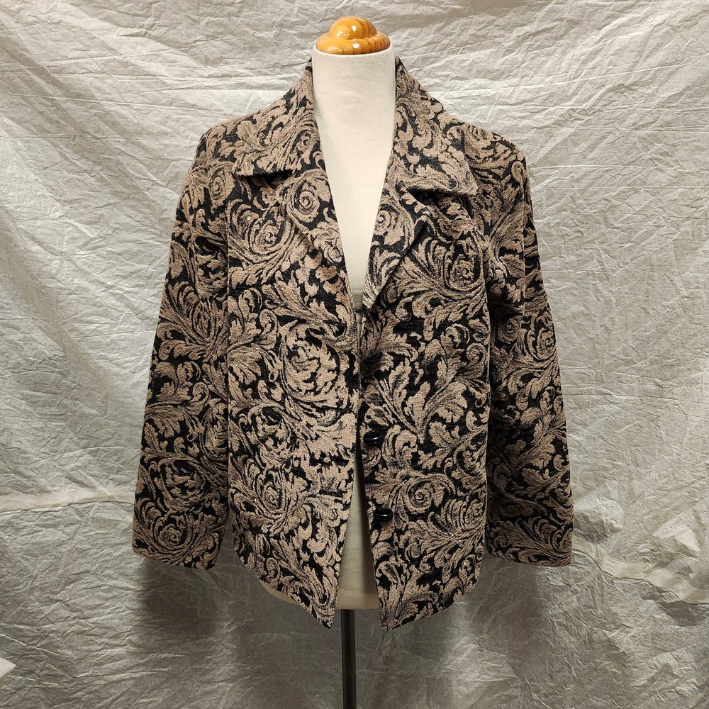 LoriZoni Women's 100% Silk Jacket Blazer with Rhinestone, Size M